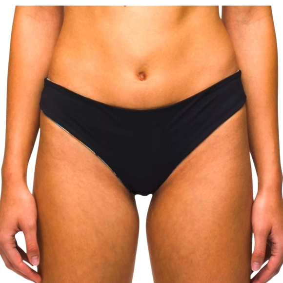 Prana Reversible Black & Multicolored Bikini Bottoms Size L NWT - Picture 1 of 8